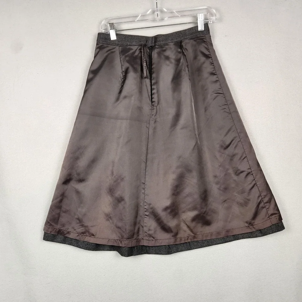 Vintage Wool Skirt Womens‎ 10 Gray Windowpane Plaid A-Line Midi Side Zip 90s